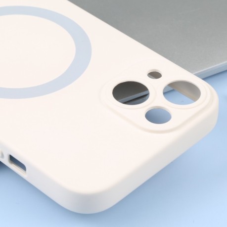 Чохол протиударний Liquid Silicone Full (Magsafe) для iPhone 15 Plus - білий