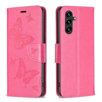 Чехол-книжка Butterflies Pattern для Samsung Galaxy A14 5G - пурпурно-красный