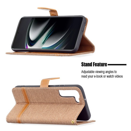 Чохол-книжка Color Matching Denim Texture на Samsung Galaxy S22 Plus 5G - коричневий
