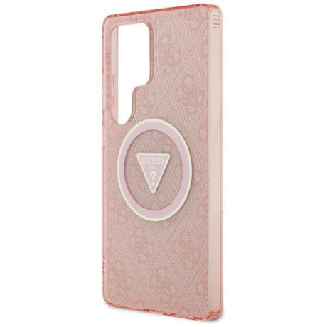 Оригінальний чохол Guess 4G Glitter Triangle Buttons для Samsung Galaxy S25 Ultra - pink