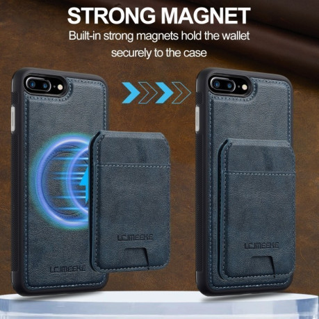 Чехол-книжка LC.IMEEKE L3 Series Detachable RFID Card Bag Magsafe для iPhone 16e - синий