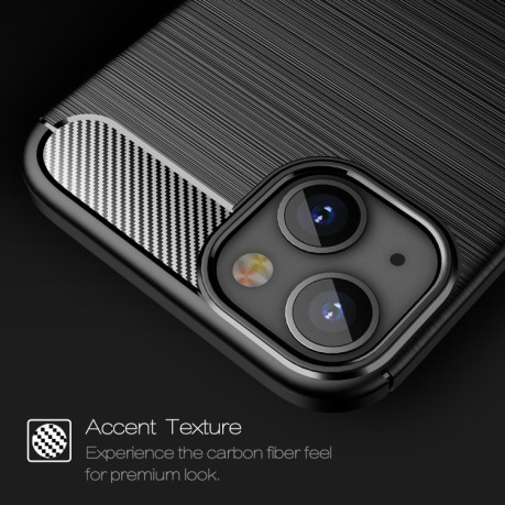 Чехол Brushed Texture Carbon Fiber на iPhone 13 - черный