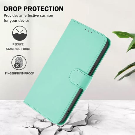 Чехол-книжка с мягким покрытием (Skin Feel) со шнурком на Xiaomi Poco M7 4G 169mm - зеленый