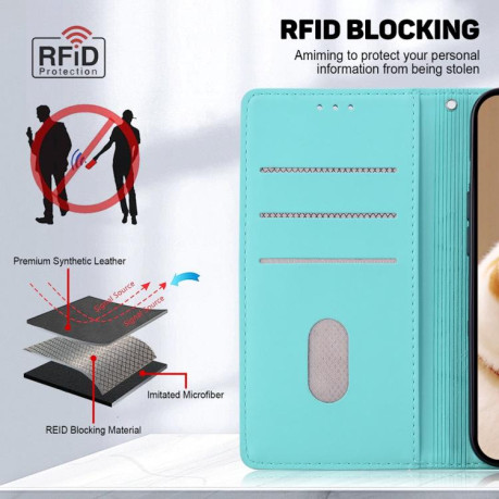 Чохол-книжка Cute Cats RFID Leather для Xiaomi Redmi Note 14 4G 164.84mm - зелений