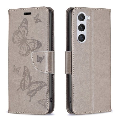 Чехол-книжка Butterflies Pattern для Samsung Galaxy S24 5G - серый