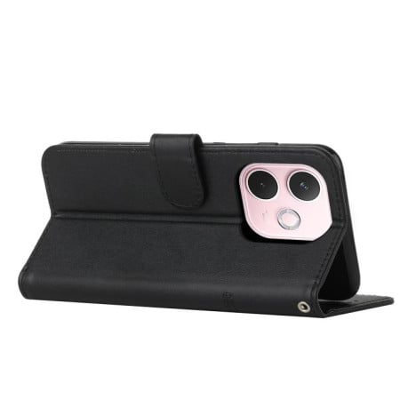 Чехол-книжка со строчкой и фактурой Calf на OPPO A5 Pro 5G Global - черный