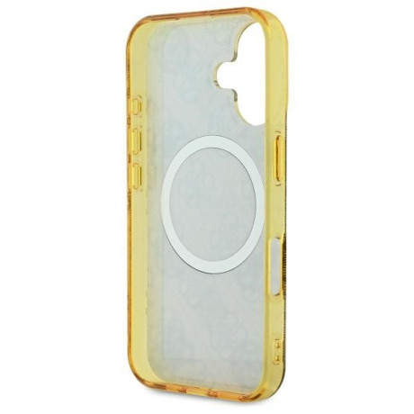 Оригинальный чехол Guess IML Peony On 4G Background MagSafe для iPhone 16  - Brown