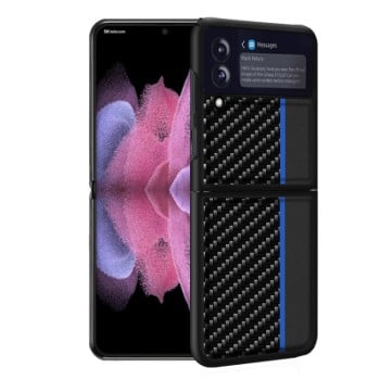 Противоударный чехол Carbon Fiber на Samsung Galaxy Z Flip3 5G - синий