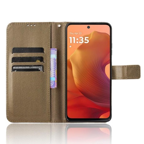 Чехол-книжка Diamond Texture для Motorola Moto G15 4G / G15 Power 4G - коричневый