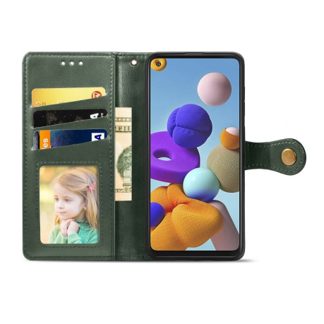 Чехол-книжка Retro Solid Color на Samsung Galaxy A21S - зеленый