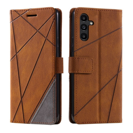Чехол-книжка Skin Feel Splicing на Samsung Galaxy S23 FE 5G - коричневый
