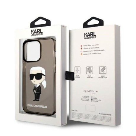 Оригінальний чохол Karl Lagerfeld Ikonik Karl для iPhone 14 Pro Max - black