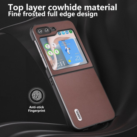 Протиударний чохол ABEEL Genuine Leather Xiaoya Series для Samsung Galaxy Flip 5 - коричневий