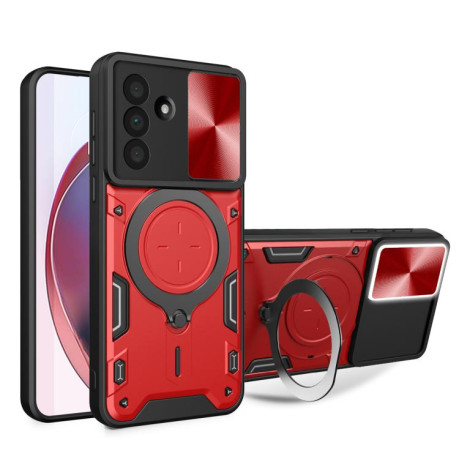 Противоударный чехол CD Texture Sliding Camshield Magnetic Holder на Samsung Galaxy A36 5G - красный