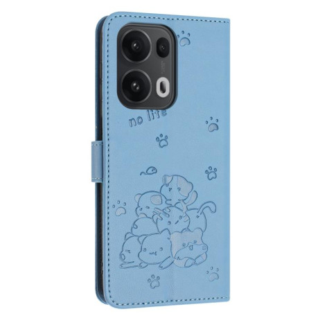 Чохол-книжка Embossed Kitten Phone Leather для OPPO Reno13 Pro 5G Global - синій