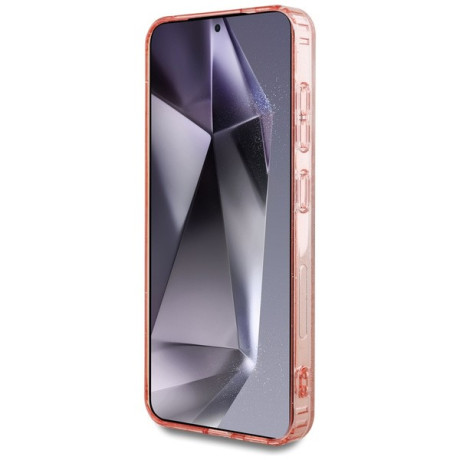 Оригинальный чехол Guess 4G Glitter Triangle Buttons на Samsung Galaxy S25 - Pink