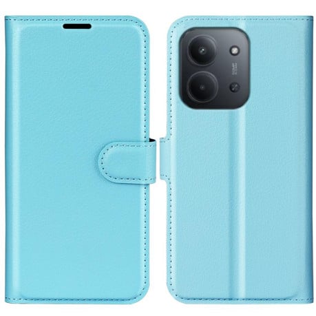 Чехол-книжка с фактурой Litchi и магнитным хлястиком на Xiaomi Redmi 15C 5G / 4G EU 173mm - синий