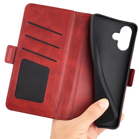 Чехол-книжка Dual-side Magnetic Buckle для iPhone 16 - красный