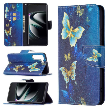 Чохол-книжка Colored Drawing Pattern Samsung Galaxy S22 Plus 5G - Gold Butterfly