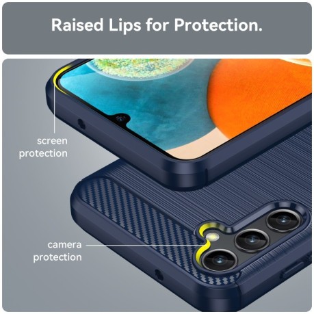 Противоударный чехол Brushed Texture Carbon Fiber на Samsung Galaxy A14 5G - синий
