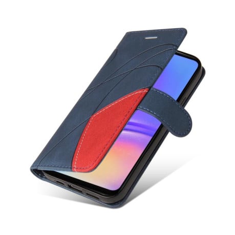 Чохол-книжка Dual-color Splicing Flip Leather на Samsung Galaxy A07 5G - синій