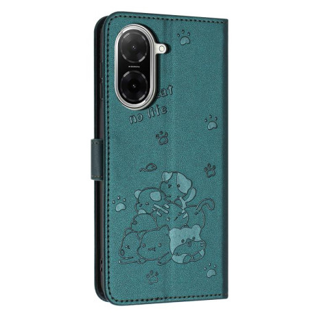 Чехол-книжка Embossed Kitten Phone Leather для Xiaomi Redmi A5 4G / Poco C71 - зеленый