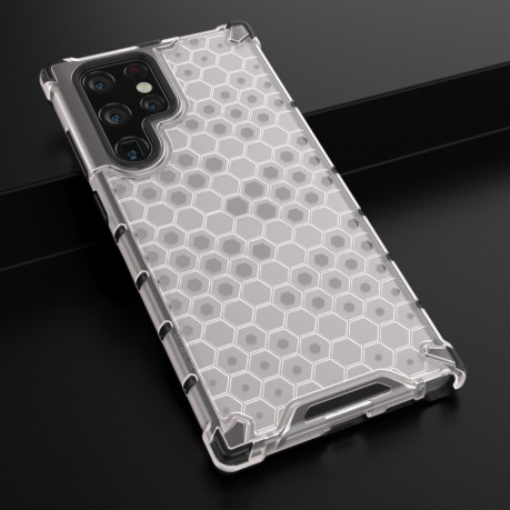 Противоударный чехол Honeycomb на Samsung Galaxy S22 Ultra 5G - белый