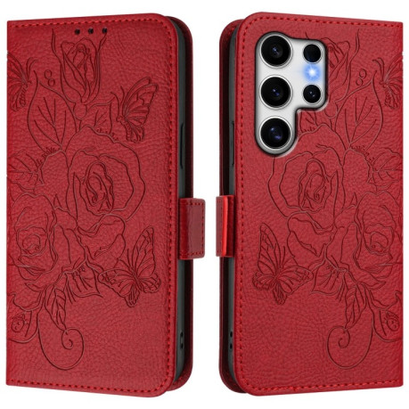 Чехол-книжка Magnetic RFID Anti-theft Leather для Samsung Galaxy S25 Ultra 5G - красный