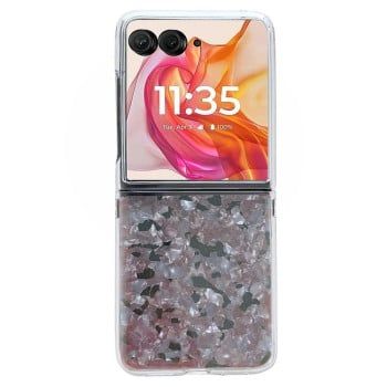 Протиударний чохол Pearlescent Shell Texture для Motorola Razr 50 Ultra - рожево-зелений