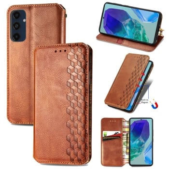 Чохол-книжка Cubic Grid для Samsung Galaxy A16 5G - коричневий