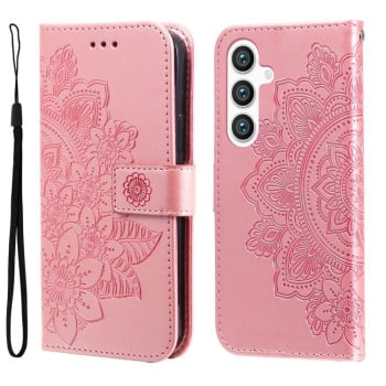 Чехол-книжка 7-petal Flowers Embossing для Samsung Galaxy S24 - розовое золото