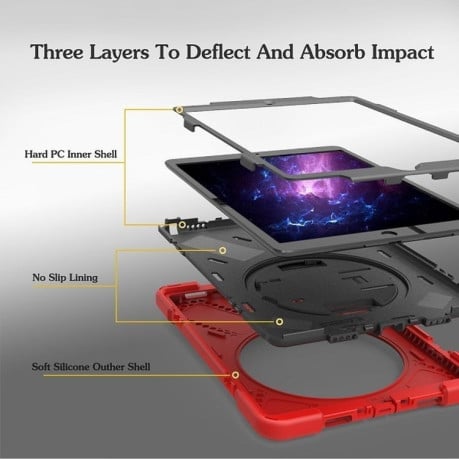 Противоударный чехол Pirate King  360 Degree Rotation Stand Back Cover Case на iPad  Air 2019/Pro 10.5 - красный