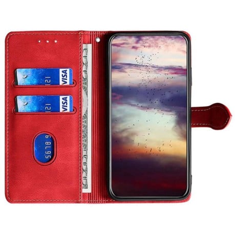 Чехол-книжка с мягким покрытием Skin Feel и магнитной застёжкой на OPPO A5x 5G Global - красный