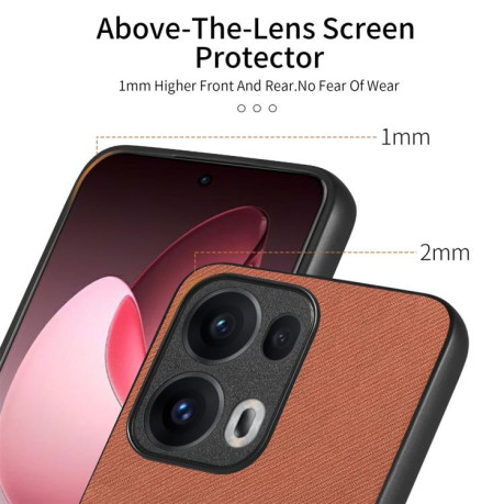 Чехол Twill Fabric Leather Skin Back для OPPO Reno13 Global - коричневый