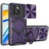 Чехол со шторкой камеры CD фактурой и подставкой для Motorola Edge 70 5G — фиолетовый