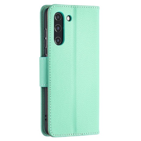 Чехол-книжка Litchi Texture Pure Color на Samsung Galaxy S21 FE - зеленый