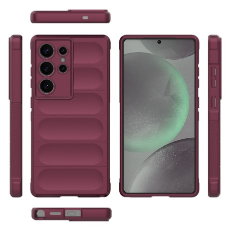 Силиконовый чехол Magic Flannel для Samsung Galaxy S25 Ultra 5G - винно-красный