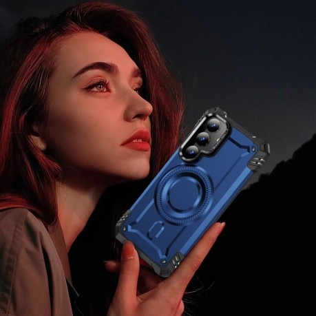 Протиударний чохол MagSafe Lens Holder PC Hybrid TPU  для Samsung Galaxy S25+ 5G - синій