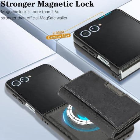 Чохол-книжка Kalebol Strong з MagSafe Tri-Fold з кишенькою для карт на Samsung Galaxy Filp 7 - чорний
