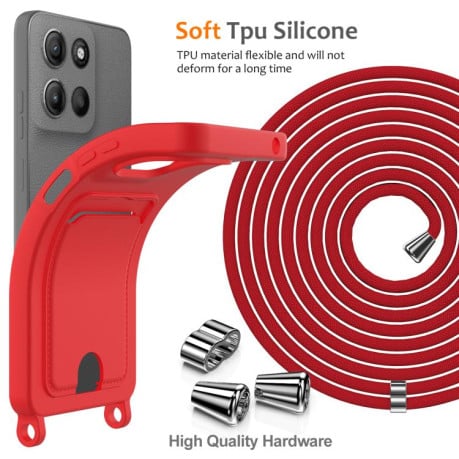 Силіконовий чохол Integrated Card Bag Solid Color Liquid Silicone на Motorola Moto G15/G15 Power 4G - червоний