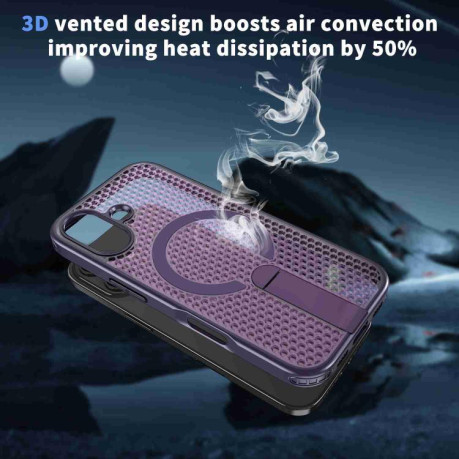Чохол kalebol Honeycomb Cooling з MagSafe та підставкою на iPhone 17 - фіолетовий
