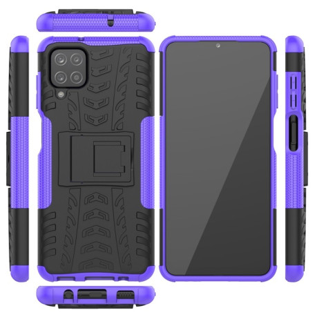 Противоударный чехол Tire Texture на Samsung Galaxy A12/M12 - фиолетовый