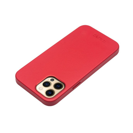 Кожаный чехол QIALINO Nappa Leather Case (with MagSafe Support) для iPhone 12 / 12 Pro - красный