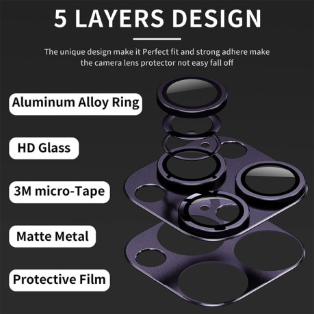 Захисне скло на камеру ENKAY 9H Aluminium для iPhone 15 Pro/15 Pro Max - чорне