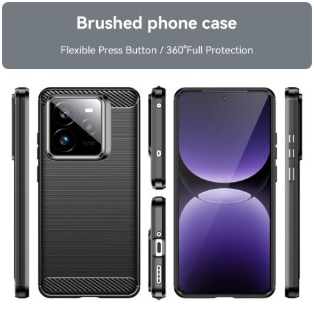 Протиударний чохол Brushed Texture Carbon Fiber на Realme GT 7 Pro 5G - чорний