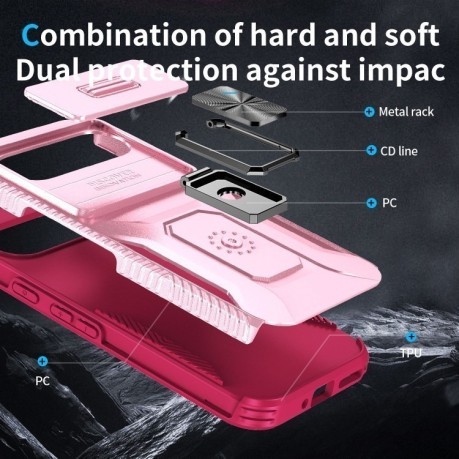 Протиударний чохол Sliding Camshield для Google Pixel 9 Pro XL - Pink + Rose Red
