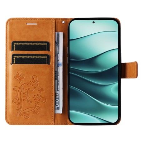 Чохол-книжка Embossed Butterfly для Xiaomi Redmi Note 14 5G/Poco M7 Pro 5G - жовтий