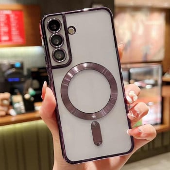 Противоударный чехол Classic Electroplating (Magsafe) на Samsung Galaxy S25 FE 5G — фиолетовый