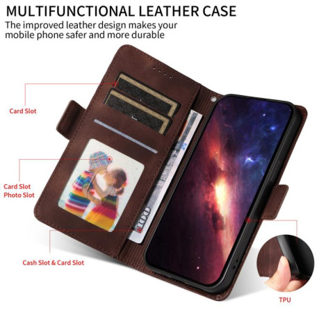 Чехол-книжка Embossed Rhombus Starry Leather для Xiaomi Redmi Note 14 4G 164.84mm - коричневый