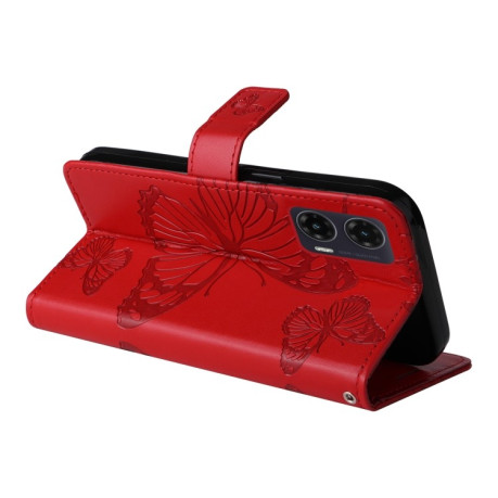 Чехол-книжка Embossed Butterfly для Motorola Moto G35 - красный